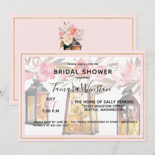 Rustige Romance Lantaarns Roos Gold Vrijgezellenfe Kaart (Voorkant / Achterkant)