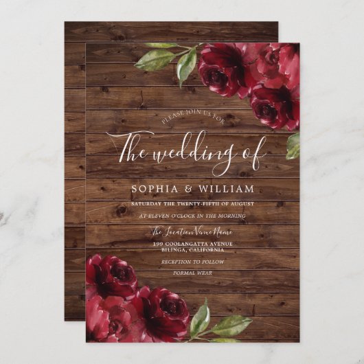 Rustige Romantische Bourgogne Roodrozenweduwschap Kaart (Voorkant / Achterkant)