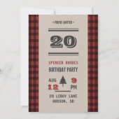 Rustige Rood- en Zwarte Buffalo-speldenfeest Kaart (Voorkant)