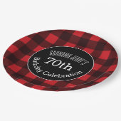 Rustige Rood- en Zwarte Buffalo-speldenfeest Papieren Bordje (Gekanteld)