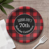 Rustige Rood- en Zwarte Buffalo-speldenfeest Papieren Bordje