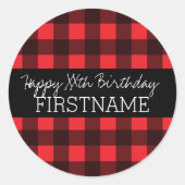 Rustige Rood- en Zwarte Buffalo-speldenfeest Ronde Sticker (Voorkant)