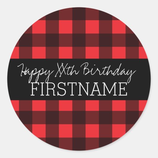 Rustige Rood- en Zwarte Buffalo-speldenfeest Ronde Sticker (Voorkant)