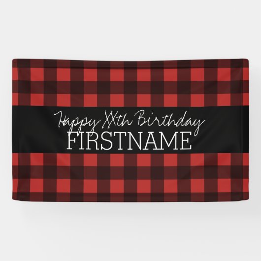 Rustige Rood- en Zwarte Buffalo-speldenfeest Spandoek (Horizontaal)