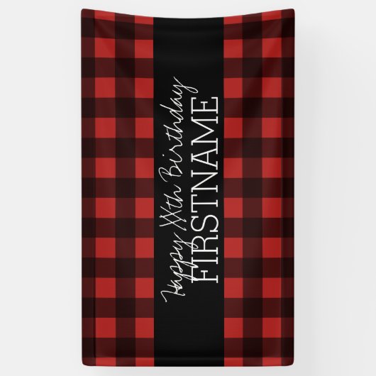 Rustige Rood- en Zwarte Buffalo-speldenfeest Spandoek (Verticaal)