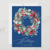 Rustige roodblauwe kerst met roodbruine smaak blij feestdagenkaart (Voorkant)