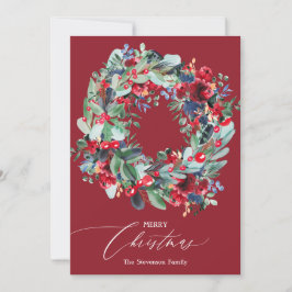 Rustige roodbruine marineblauw kerstmis feestdagenkaart