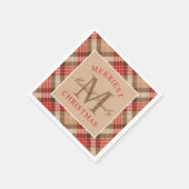 Rustige roodbruine tartan ruit Kerstmis Servetten (Hoek)