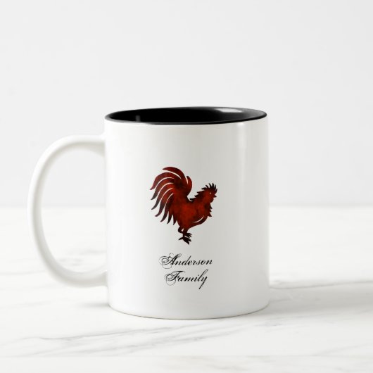 Rustige roodroster familienaam gepersonaliseerd tweekleurige koffiemok (Links)