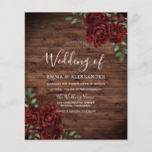 Rustige roodroze roodroodroos Uitnodiging om hout  (Voorkant)