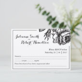 Rustige Roos bloemen RSVP-kaarten RSVP Kaartje (Staand voorkant)