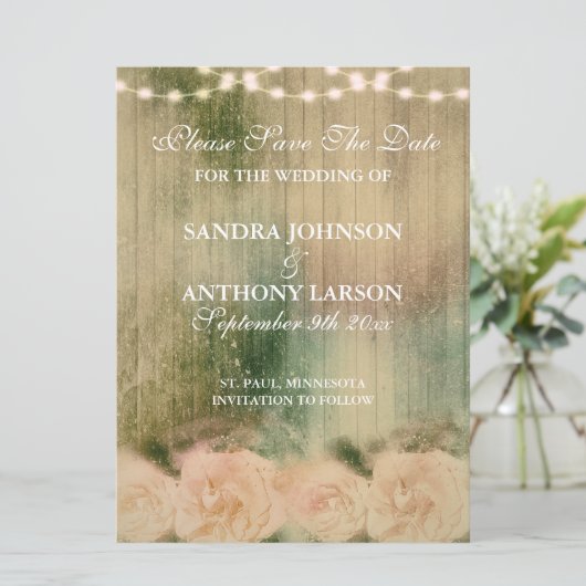Rustige Roos bruiloft bewaart de datum Save The Date (Staand voorkant)