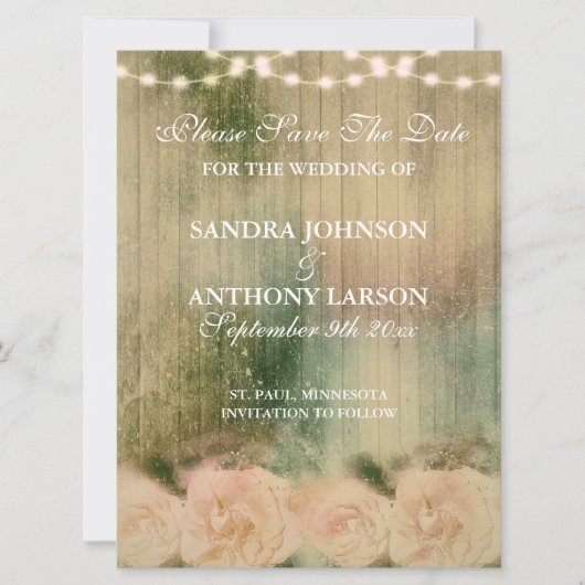 Rustige Roos bruiloft bewaart de datum Save The Date (Voorkant)