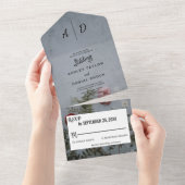 Rustige roos-chic floral All in One Wedding Invite All In One Uitnodiging (Afscheurbaar)