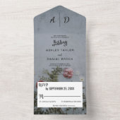 Rustige roos-chic floral All in One Wedding Invite All In One Uitnodiging (Binnen)