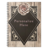 Rustige Roos Elegant Light Wood Diamond - Aangepas Notitieboek (Voorkant)