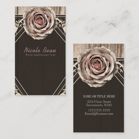 Rustige Roos Elegant Light Wood Diamond - Aangepas Visitekaartje (Voorkant / Achterkant)