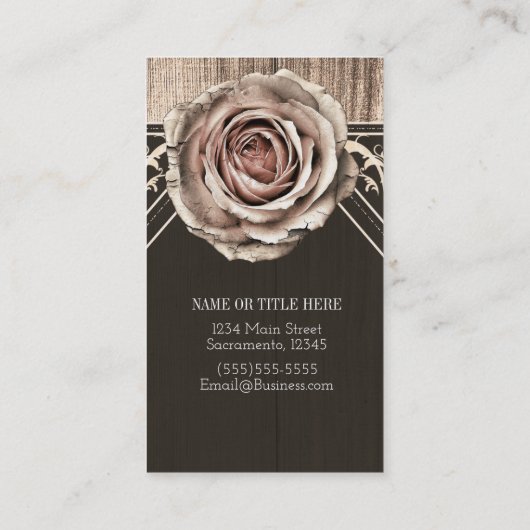 Rustige Roos Elegant Light Wood Diamond - Aangepas Visitekaartje (Achterkant)