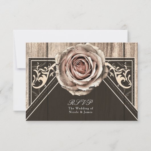 Rustige Roos Elegant Light Wood Wedding RSVP Kaart (Achterkant)