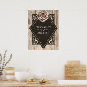 Rustige Roos Elegant Wood Diamond Party Banner Poster (Keuken)
