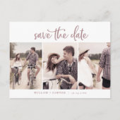 Rustige Roos Gold 3 Fotosjabloon Opslaan datum Uitnodiging Briefkaart (Voorkant)