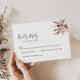 Rustige Roos Gold Floral Wedding RSVP-kaart RSVP Kaartje