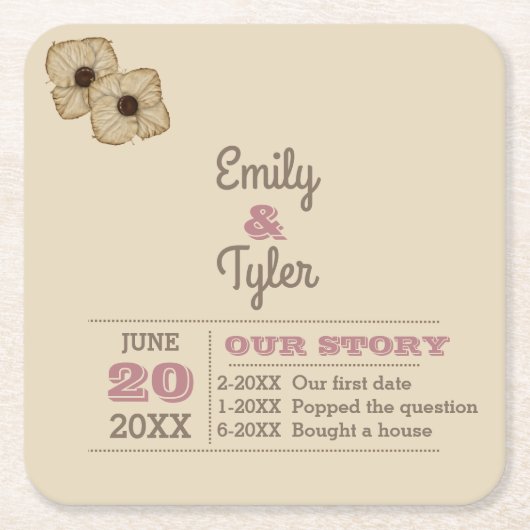 Rustige Roos Gold persoonlijke huwelijksweddenscha Kartonnen Onderzetters (Voorkant)