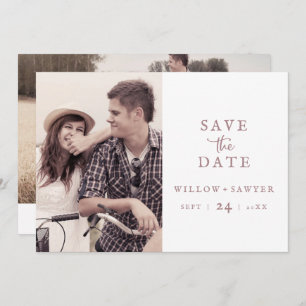 Rustige Roos Gold Script-foto slaat de datum op Save The Date