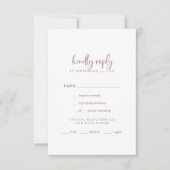 Rustige Roos Gold Script Menu Keuze RSVP-kaart (Voorkant)