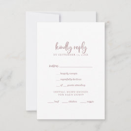 Rustige Roos Gold Script Menu Keuze RSVP-kaart