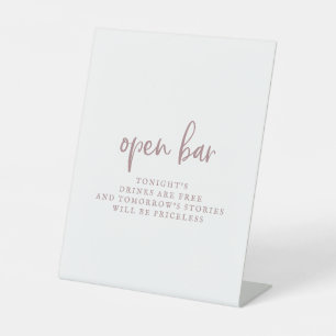 Rustige Roos Gold Script Open Bar Reclamebord Met Voetstuk