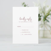 Rustige Roos Gold Script Simple RSVP-kaart RSVP Kaartje (Staand voorkant)