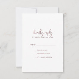 Rustige Roos Gold Script Simple RSVP-kaart RSVP Kaartje