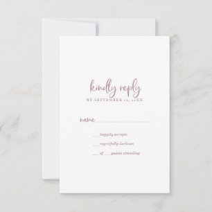 Rustige Roos Gold Script Simple RSVP-kaart RSVP Kaartje