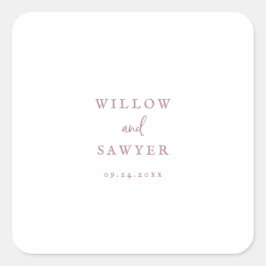 Rustige Roos Gold Script Wedding Envelope-zegels Vierkante Sticker