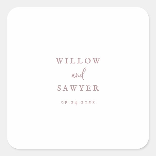 Rustige Roos Gold Script Wedding Envelope-zegels Vierkante Sticker (Voorkant)