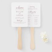 Rustige Roos Gold Script Wedding Program Handje Fa Handwaaier (Voorkant en achterkant)