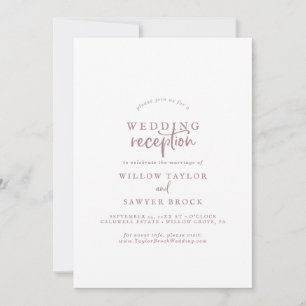 Rustige Roos Gold Script Wedding Reception Kaart