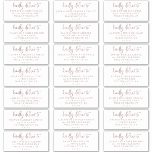 Rustige Roos Gold Wedding Guest Adresetiketten Sticker (Voorkant)