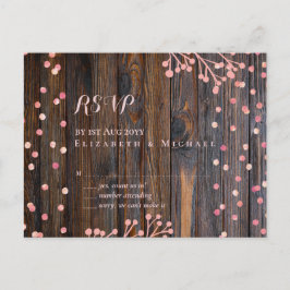 Rustige ROOS GOLD Wedding Pink Wood Budget Briefkaart