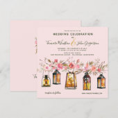 Rustige Roos gouden lampions en lichte hedendaagse Kaart (Voorkant / Achterkant)