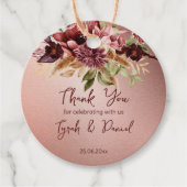 Rustige roos gouden terracotta rozen vallen bruilo bedankjes labels (Voorkant)