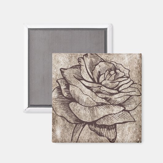 Rustige Roos inkttekening Magneet (Voorkant / Achterkant)