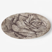 Rustige Roos inkttekening Papieren Bordje (Gekanteld)