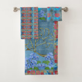 Rustige Roos Roze  Blauw Goud Faux Elegant Bad Handdoek (Insitu)