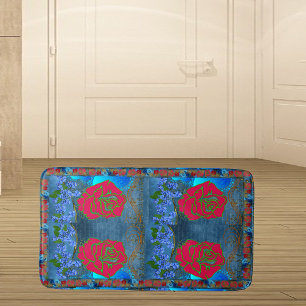Rustige Roos Roze  Blauw Goud Faux Elegant Badmat