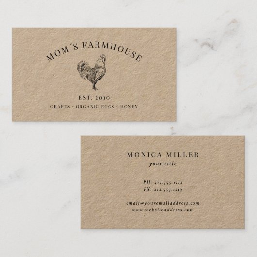 Rustige roosterschets logo op bruin papier visitekaartje (Voorkant / Achterkant)