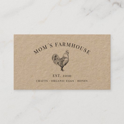 Rustige roosterschets logo op bruin papier visitekaartje (Voorkant)