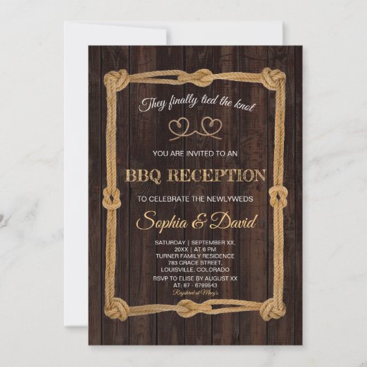 Rustige Rope we hebben de Knot BBQ-receptie geblok Kaart (Voorkant)