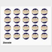Rustige  Royal Blue Floral Butterfly Ronde Sticker (Vel)